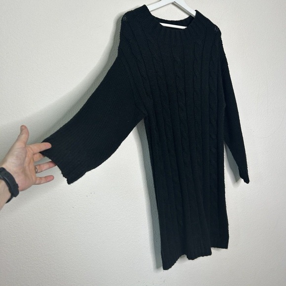Lost + Wander Black Cable Knit Sweater Dress S - Picture 4 of 8